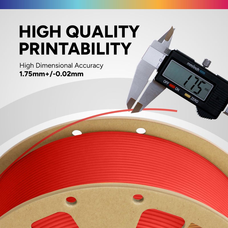 OVERTURE PLA Filament 1.75mm, Neatly Wound 3D Printer Filament 1kg Spool (2.2lbs), Dimensional Accuracy +/- 0.02 mm, Fit Most FDM 3D Printers (Red) - Image 3